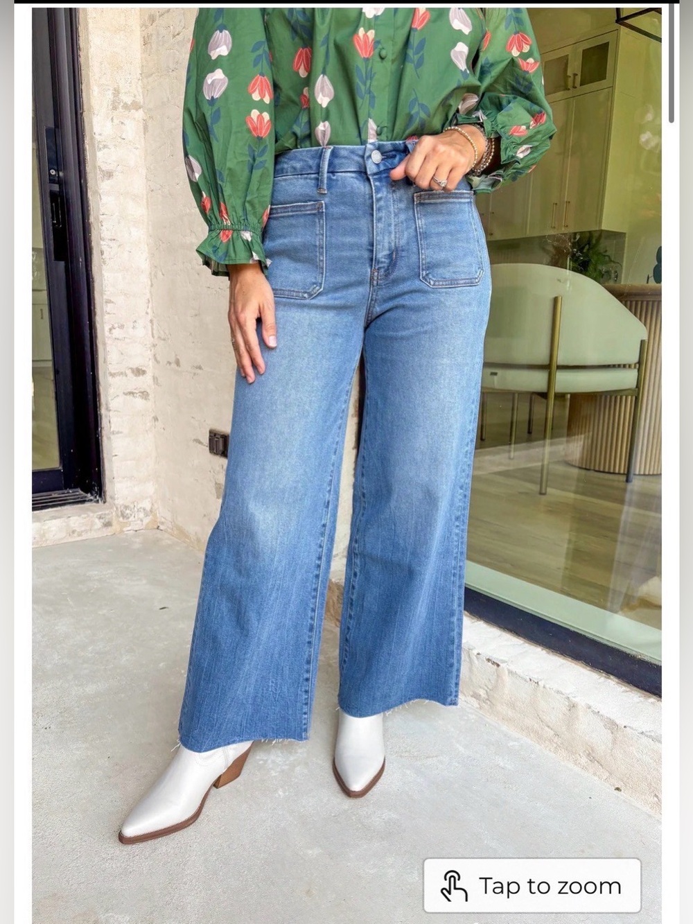 Vervet: “Olivia” Patch Pockets Cropped Wide Leg Jeans Size 29 (NWT)